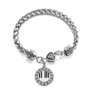 Silver Piano Keys Circle Charm Braided Bracelet