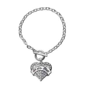 Silver Sis of the Bride Pave Heart Charm Toggle Bracelet