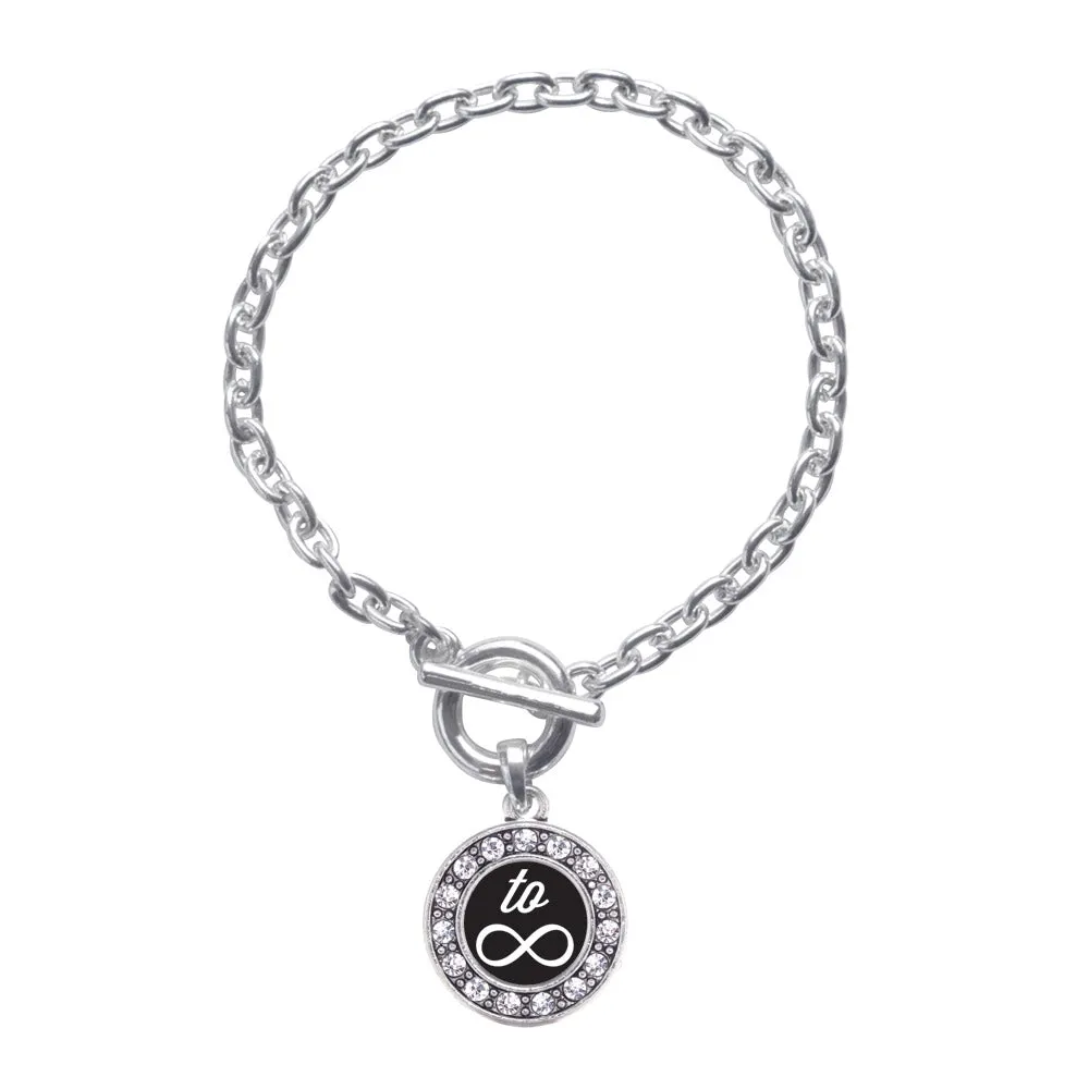 Silver To Infinity Circle Charm Toggle Bracelet