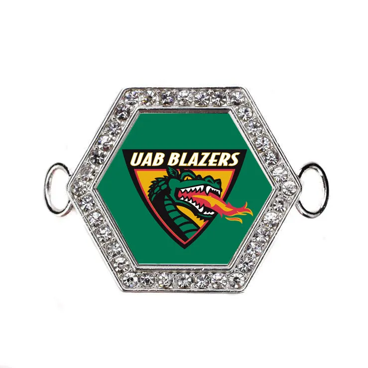 Silver University of Alabama at Birmingham [NCAA] Hexagon Charm Bangle Bracelet