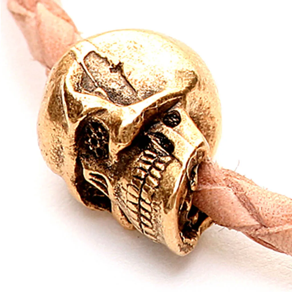 Skull Charm Leather Braid Bracelet