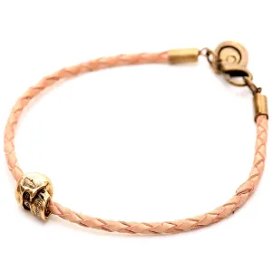 Skull Charm Leather Braid Bracelet