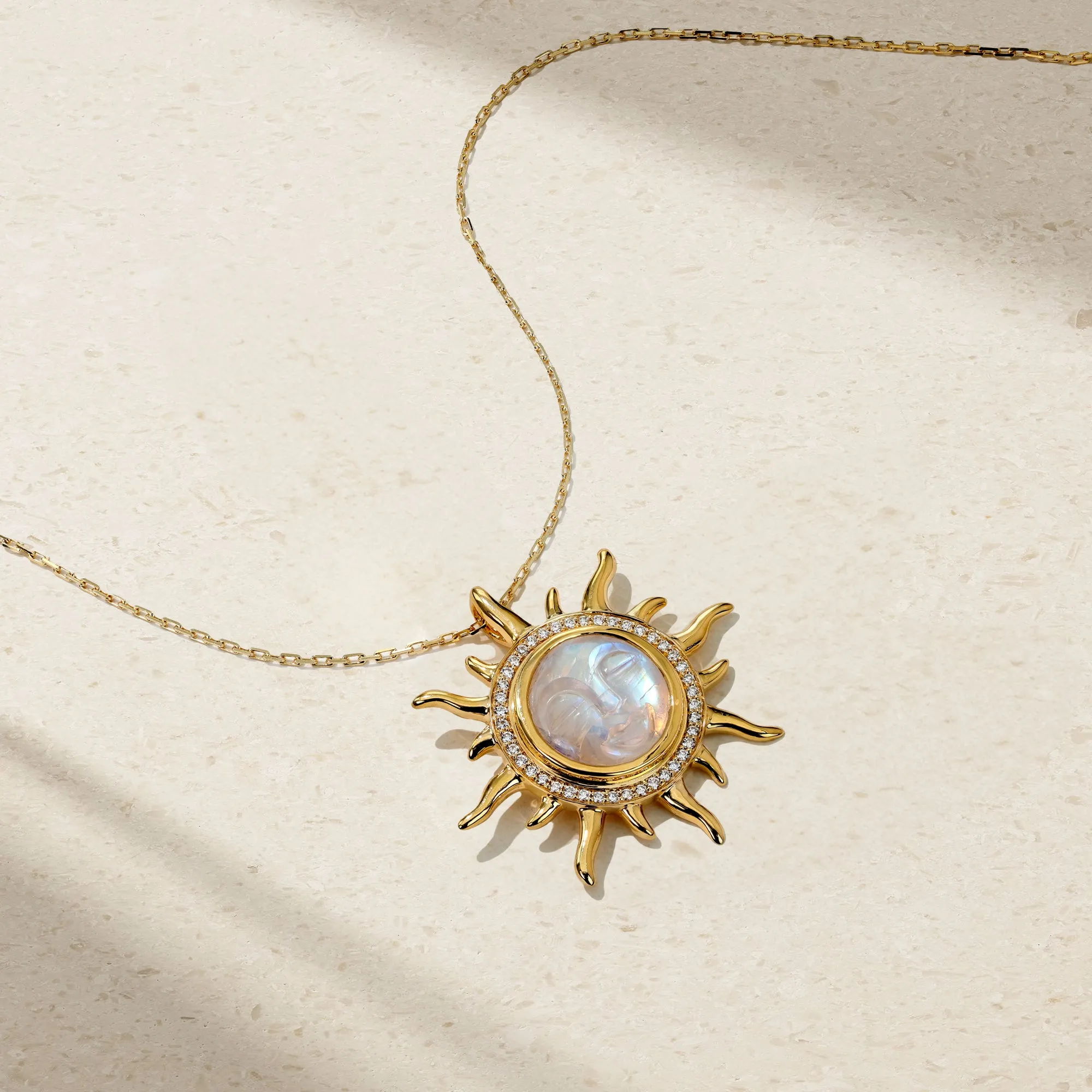 Smiling Sunshine Moonstone and Diamond Pendant