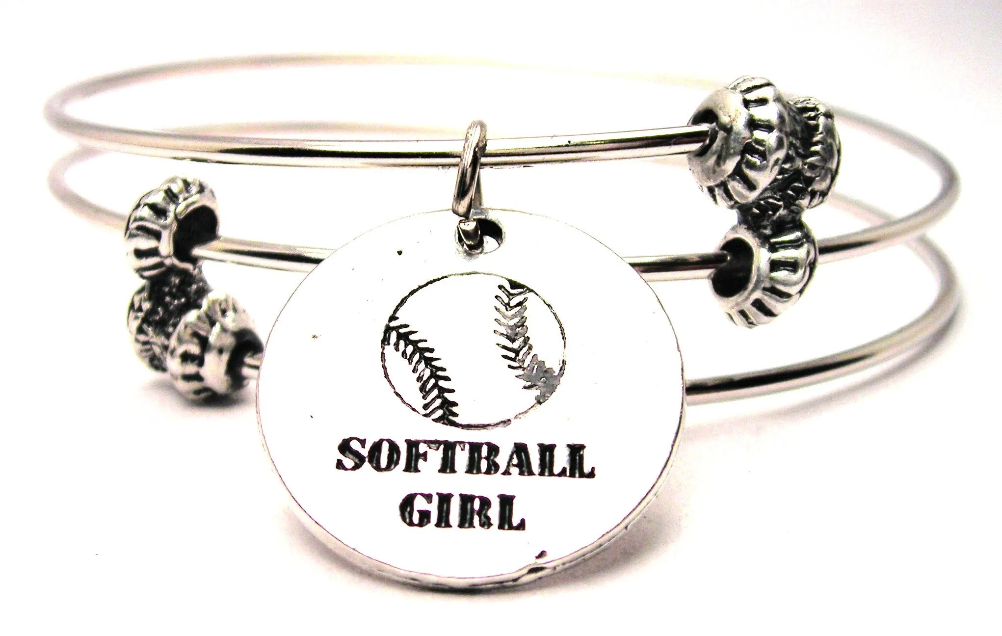 Softball Girl Triple Style Expandable Bangle Bracelet