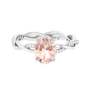 Solitaire Morganite Engagement Ring with Braided Diamond