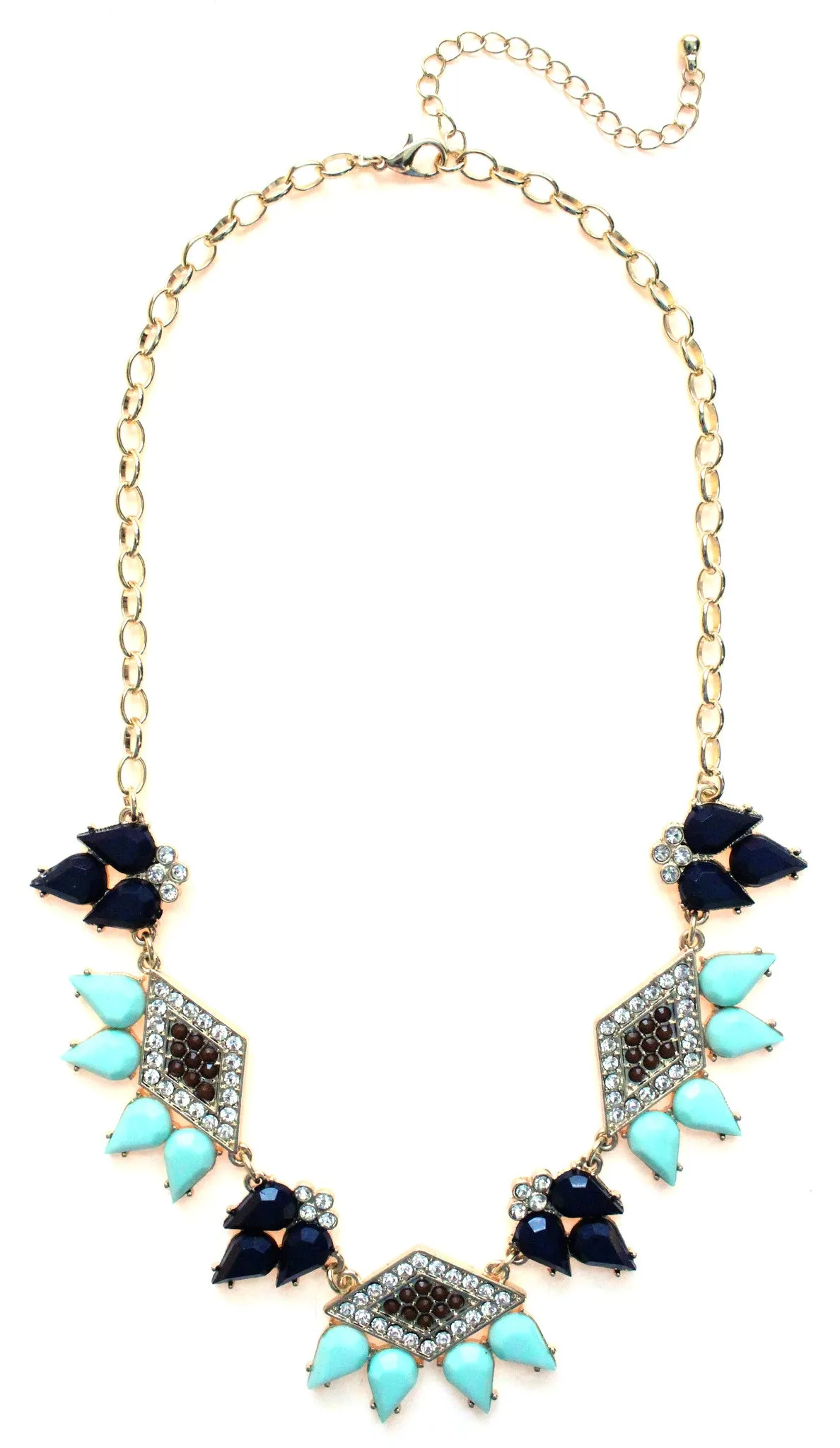 Spike Diamond Necklace- Navy & Mint