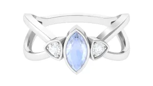 Split Shank Moonstone Solitaire Ring with Diamond