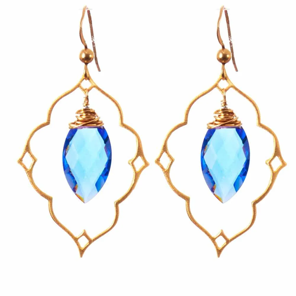 Statement Filigree Earrings with Marquee Gem