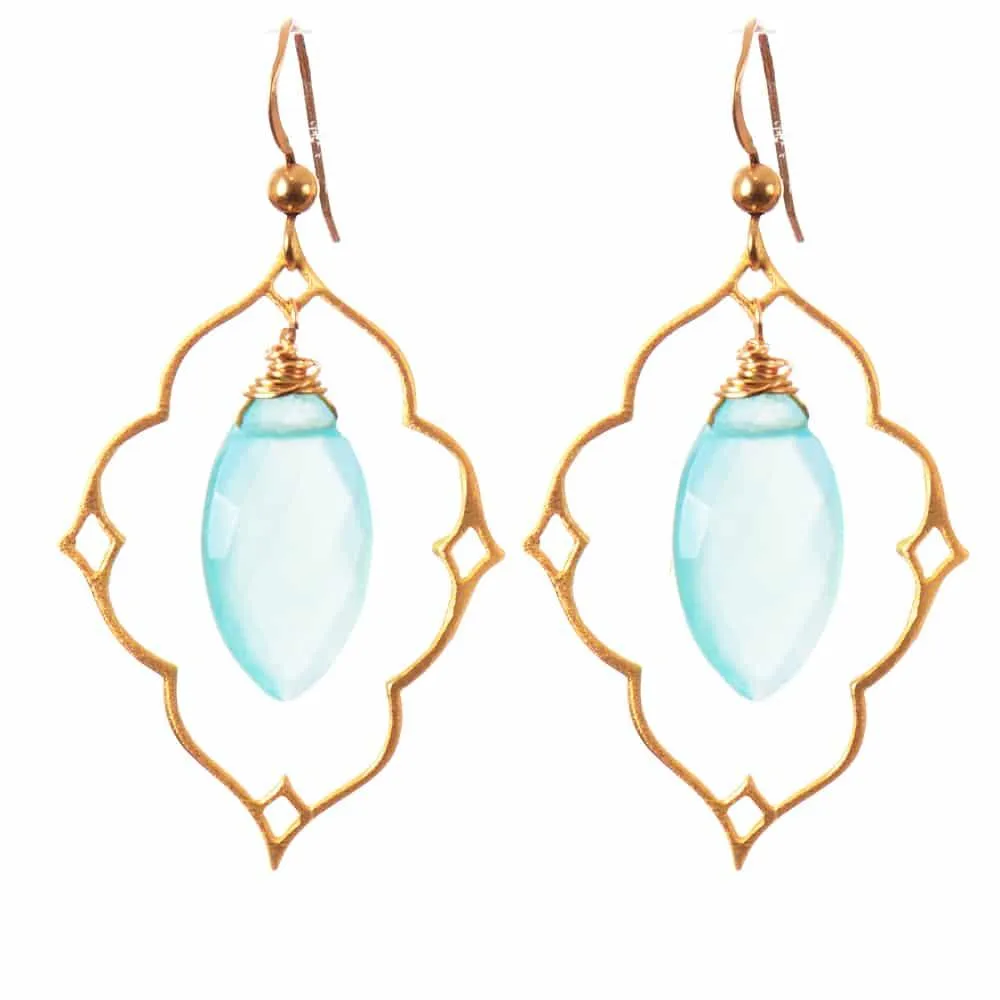 Statement Filigree Earrings with Marquee Gem