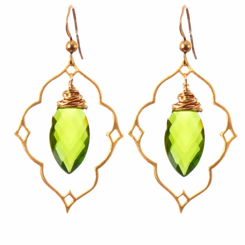 Statement Filigree Earrings with Marquee Gem