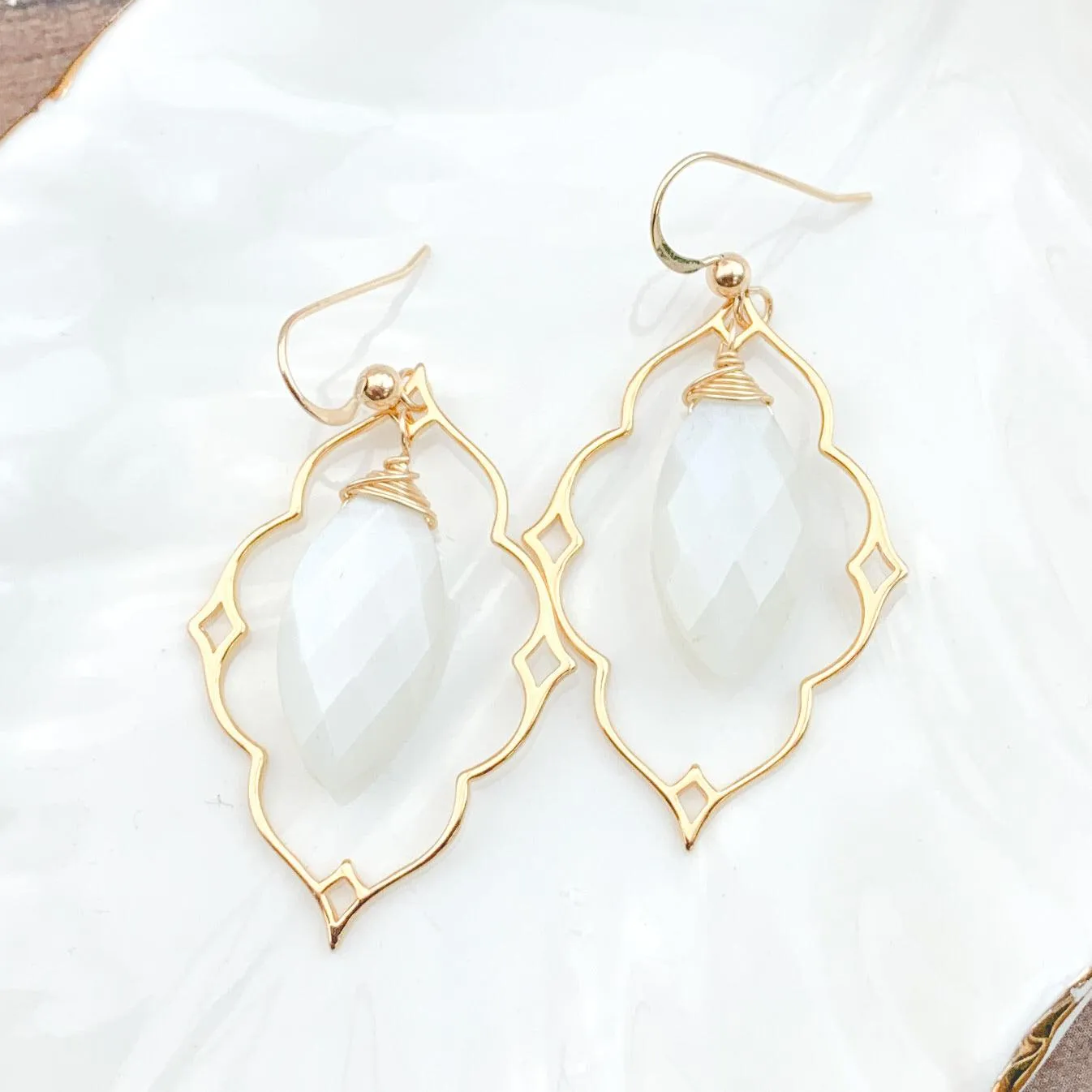 Statement Filigree Earrings with Marquee Gem