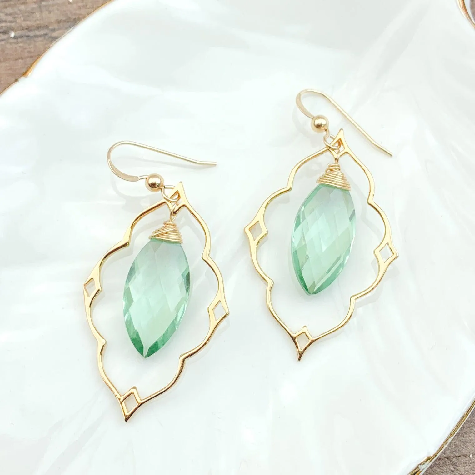 Statement Filigree Earrings with Marquee Gem