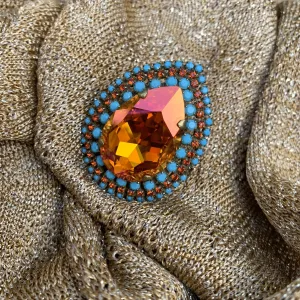 Statement Ring by Frangos Turquoise Crystal