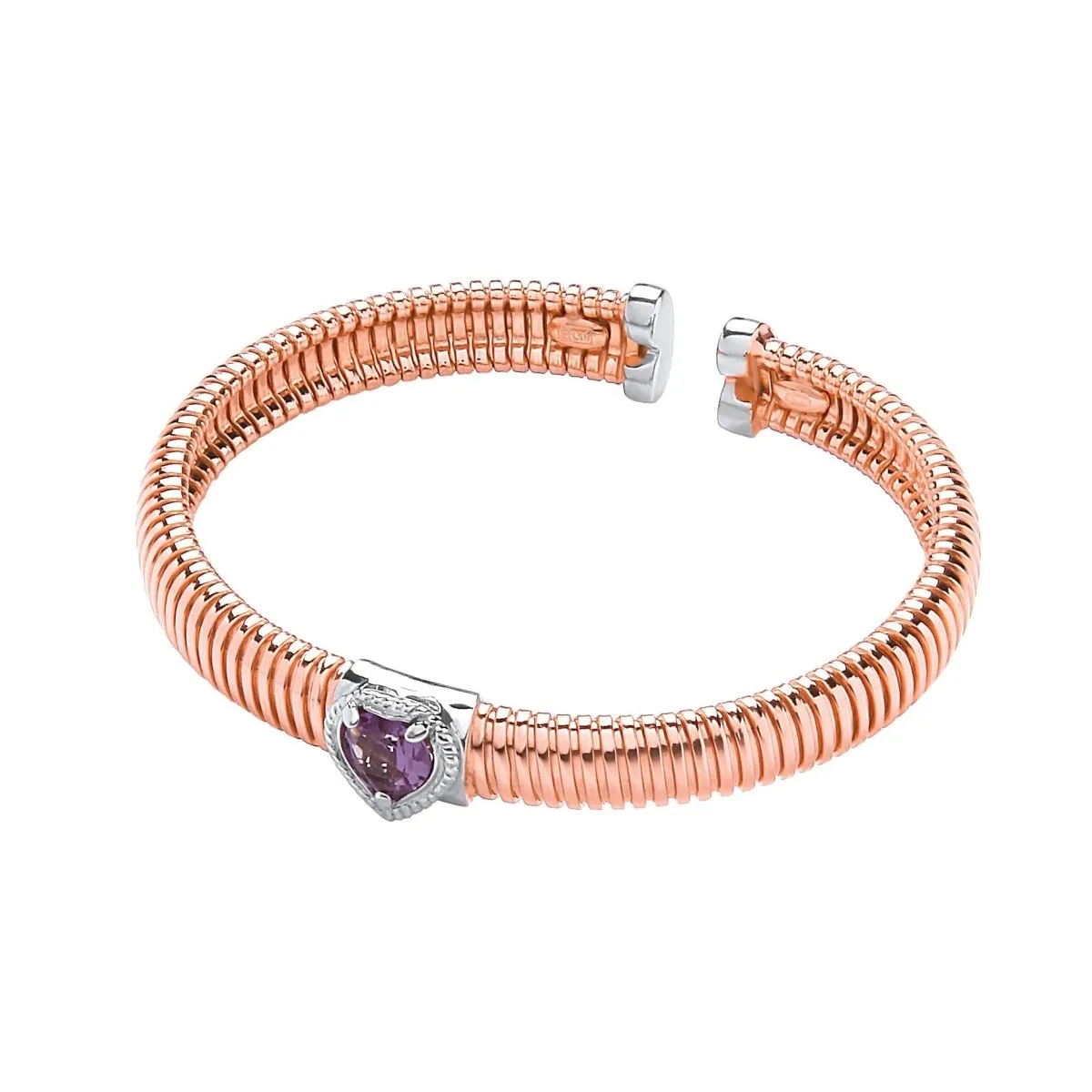 Sterling Silver & Rose Gold Vermeil Amethyst Bangle