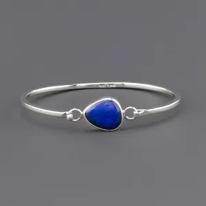 Sterling Silver and Lapis Lazuli Clasp Bangle