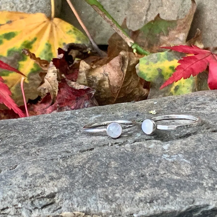 Sterling silver and rainbow moonstone stacking ring