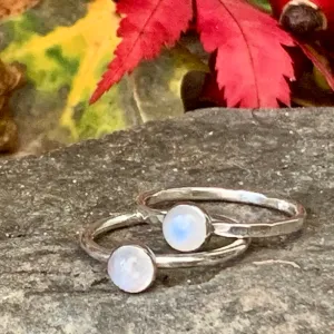 Sterling silver and rainbow moonstone stacking ring