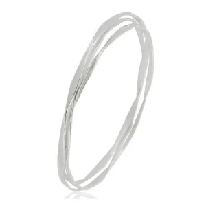 Sterling Silver Three Hoops Bangle Bracelet For Women