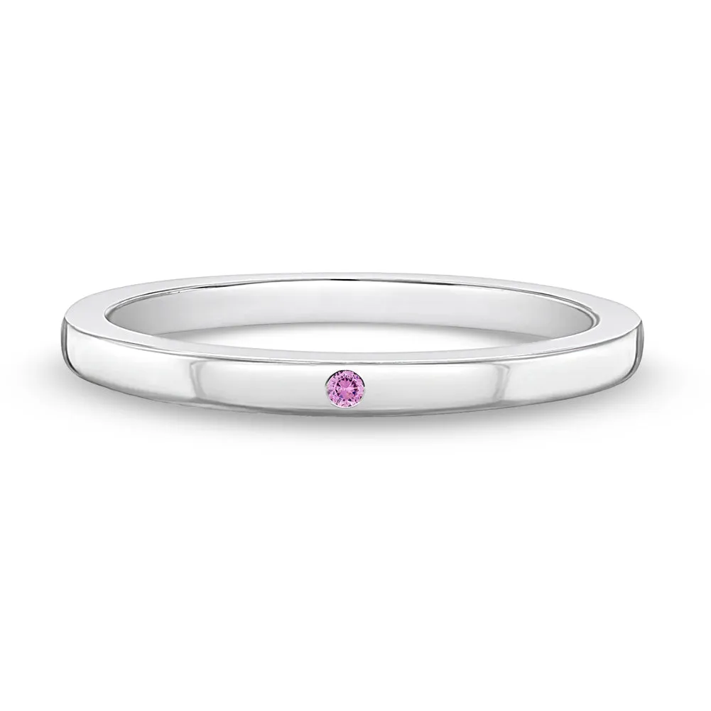 Thin CZ Gem Band Size 2-5 Baby / Toddler / Kids Ring - Sterling Silver