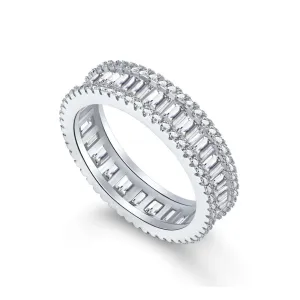 Three Row Emerald Cut Full Eternity Band Ring - 5mm