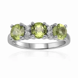 Three Stone Peridot Ring