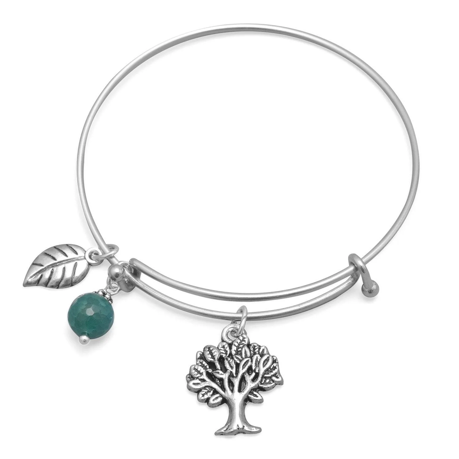 Tree Charm Expandable Bangle Bracelet