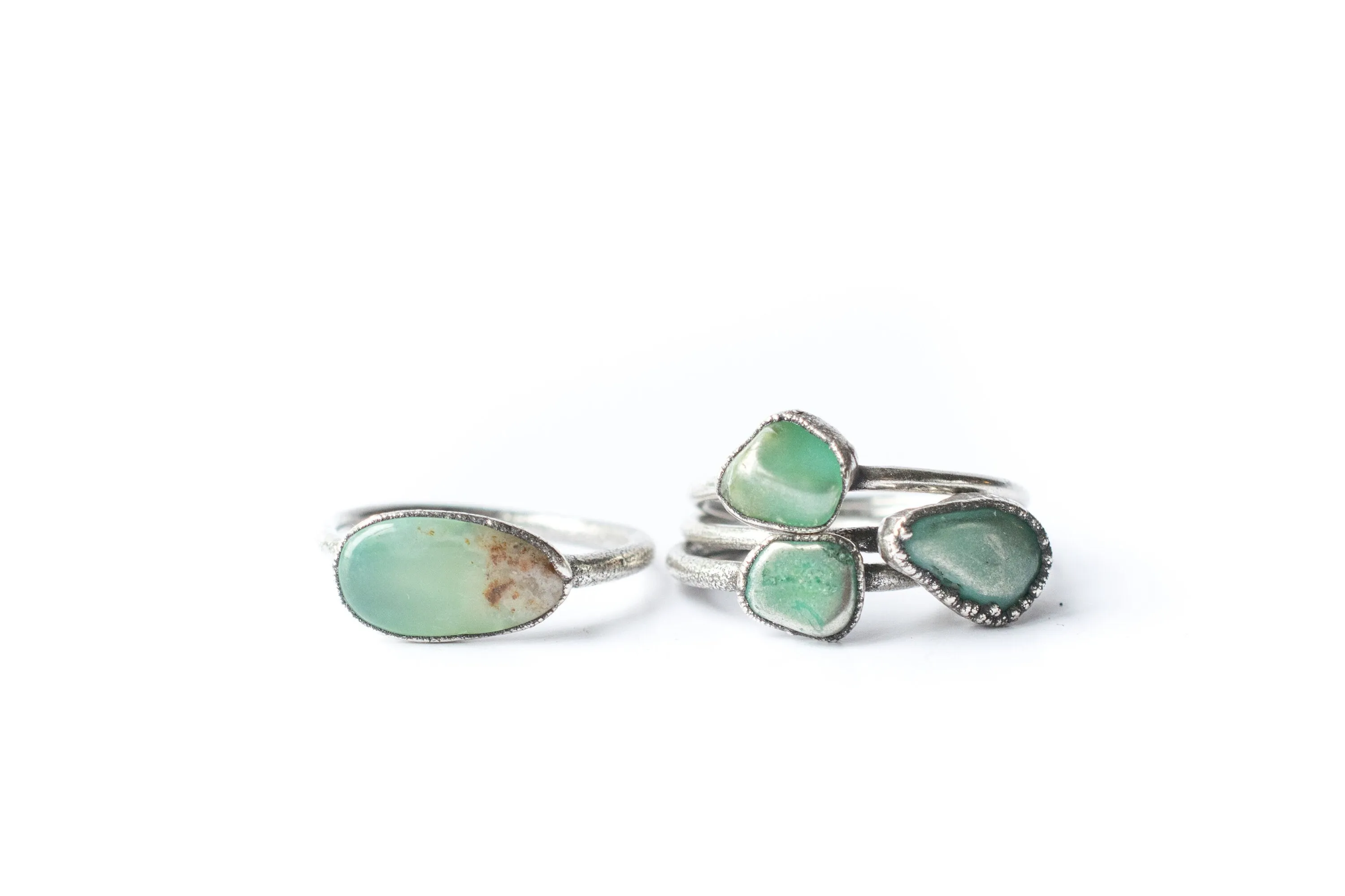 Tumbled chrysoprase ring | Chrysoprase crystal ring