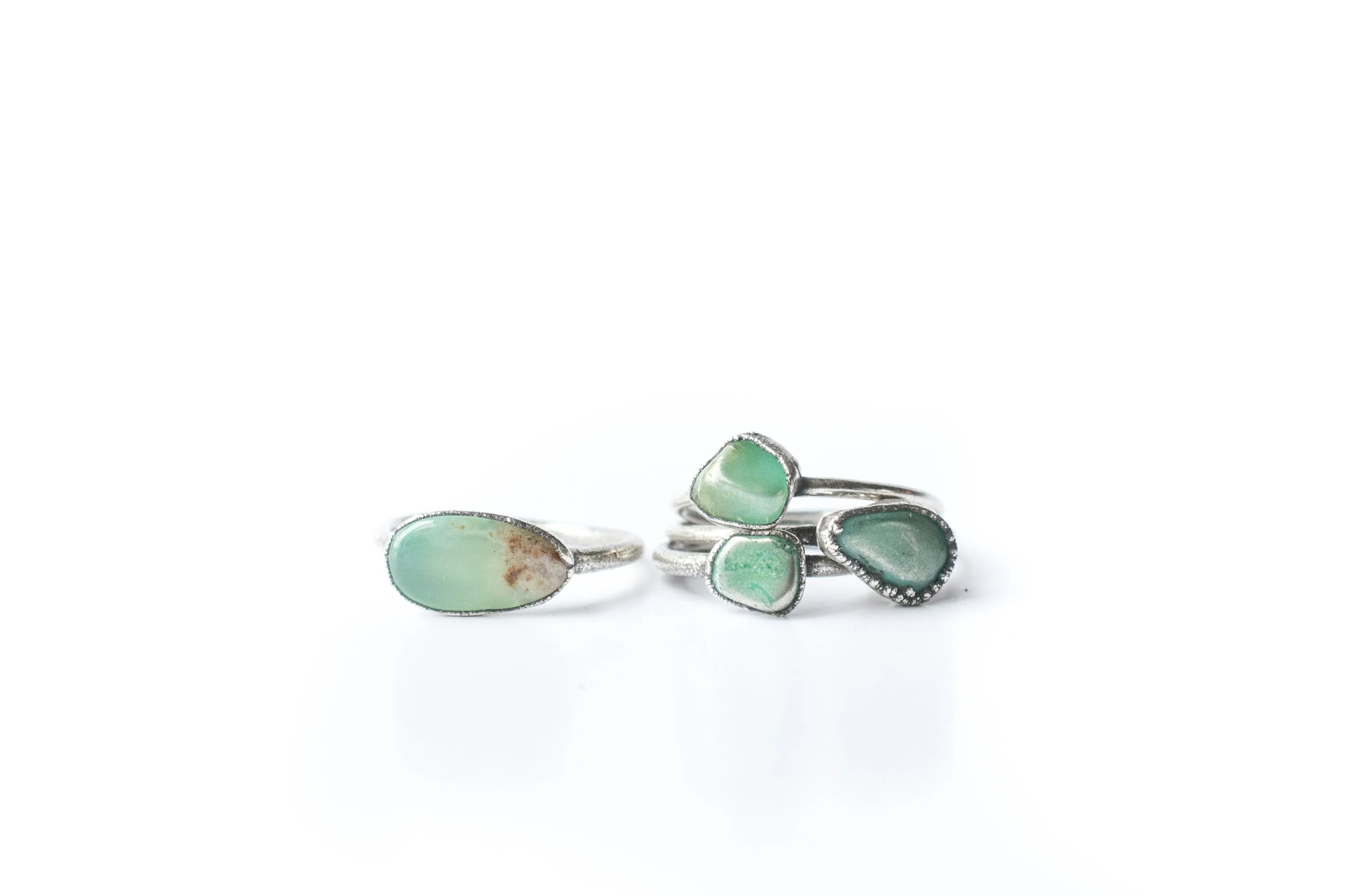 Tumbled chrysoprase ring | Chrysoprase crystal ring