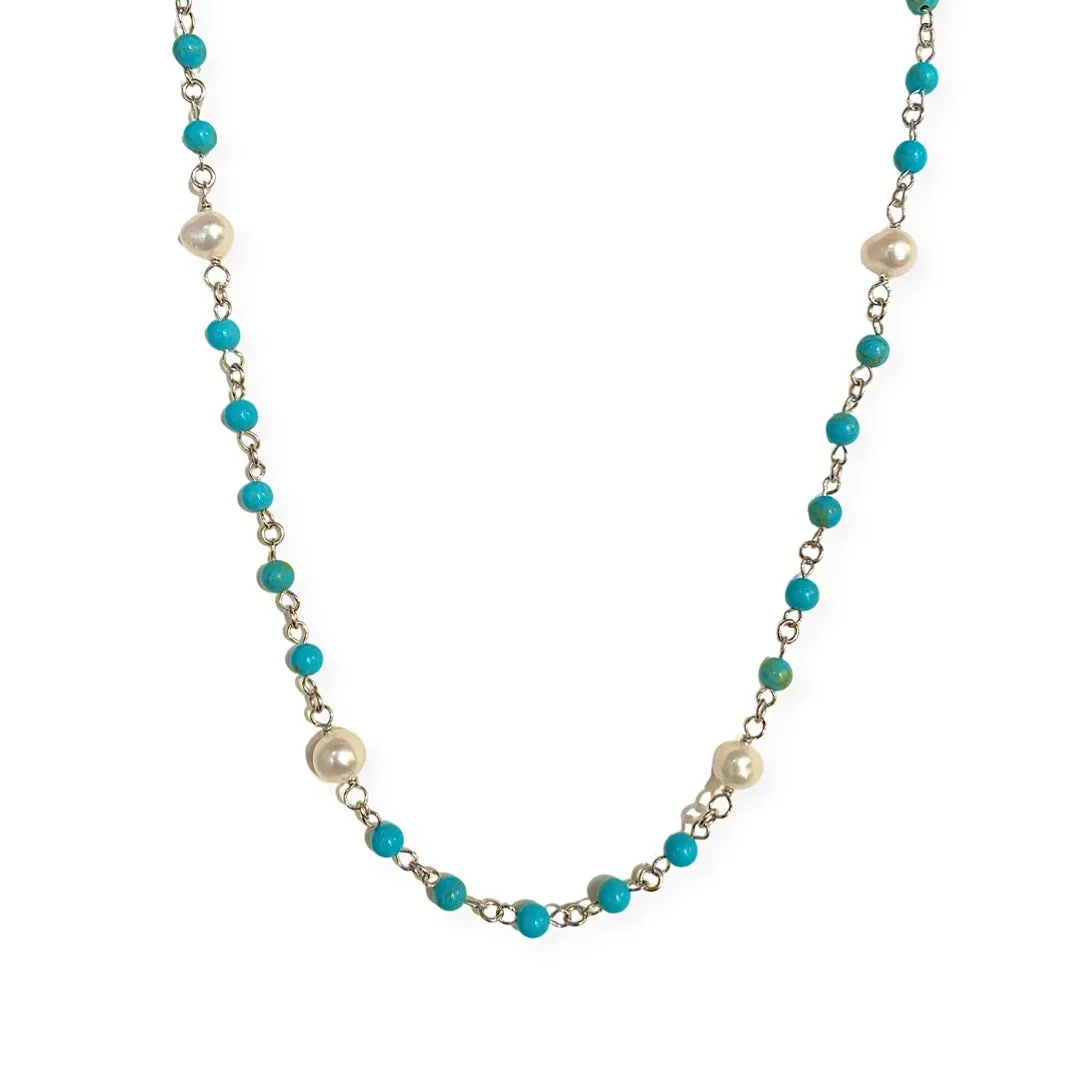 Turquoise Pearlea Pearl Choker