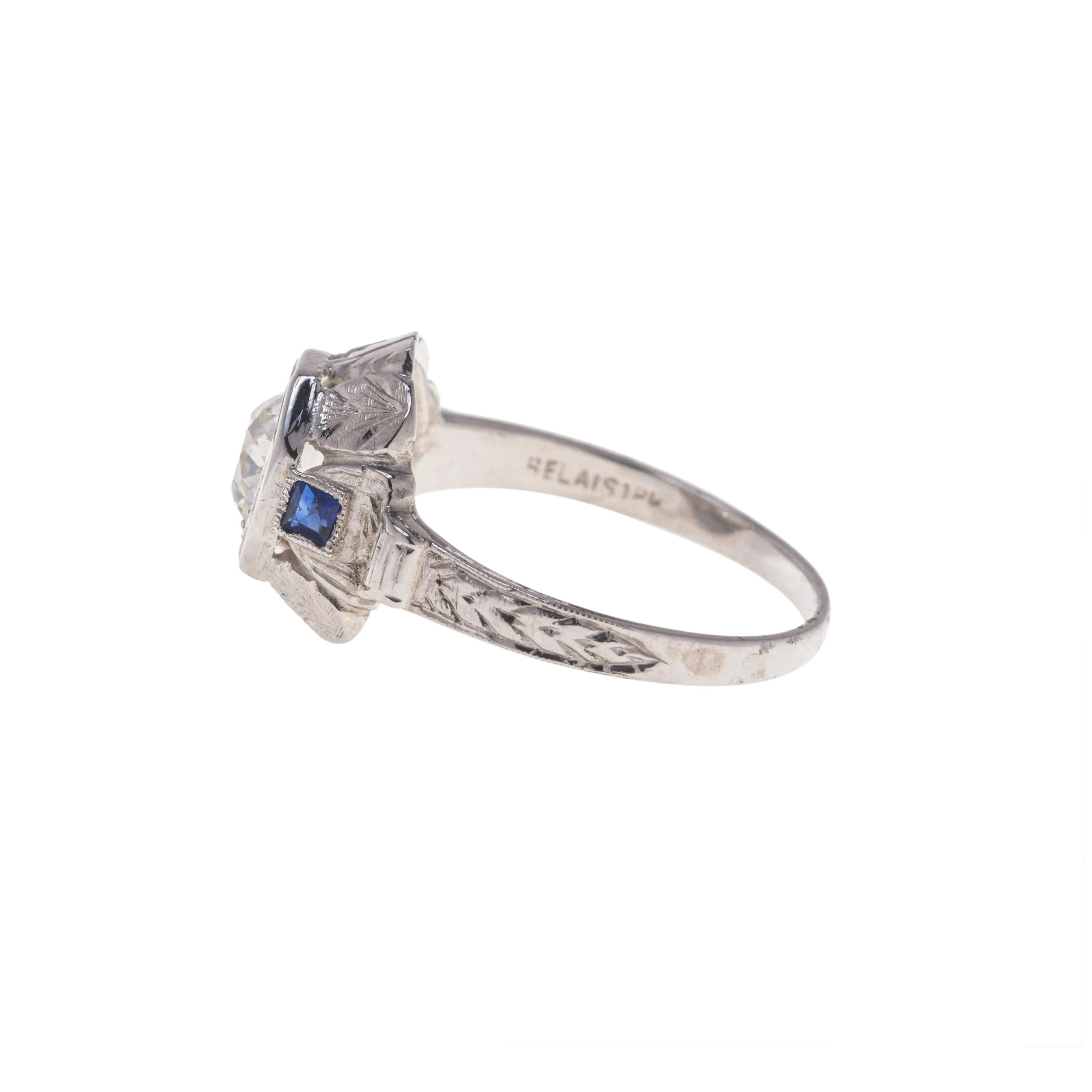 Vintage 18k Diamond and Sapphire Engagement Ring