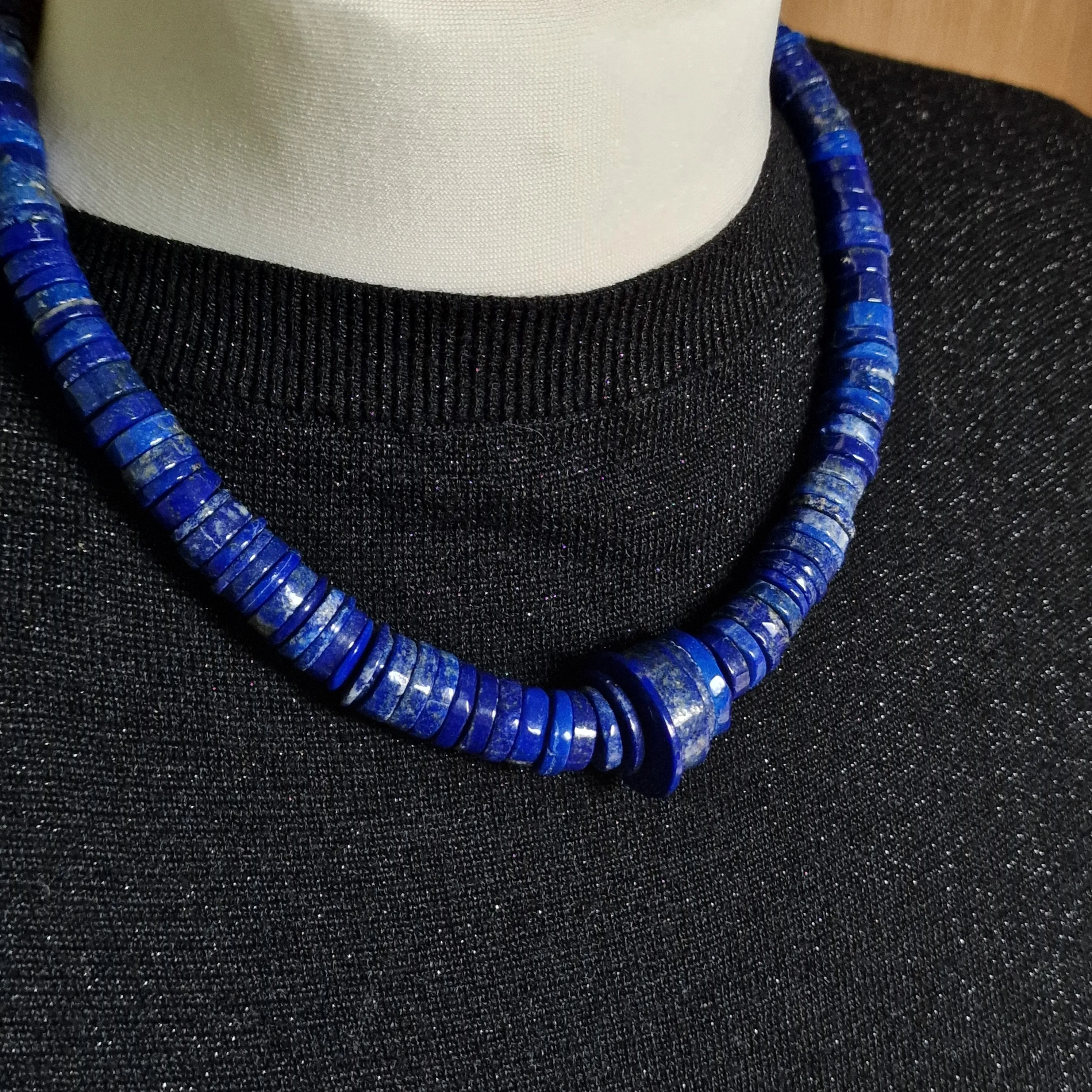 Vintage Afghan Lapis Lazuli Handmade Disc Shaped Necklace