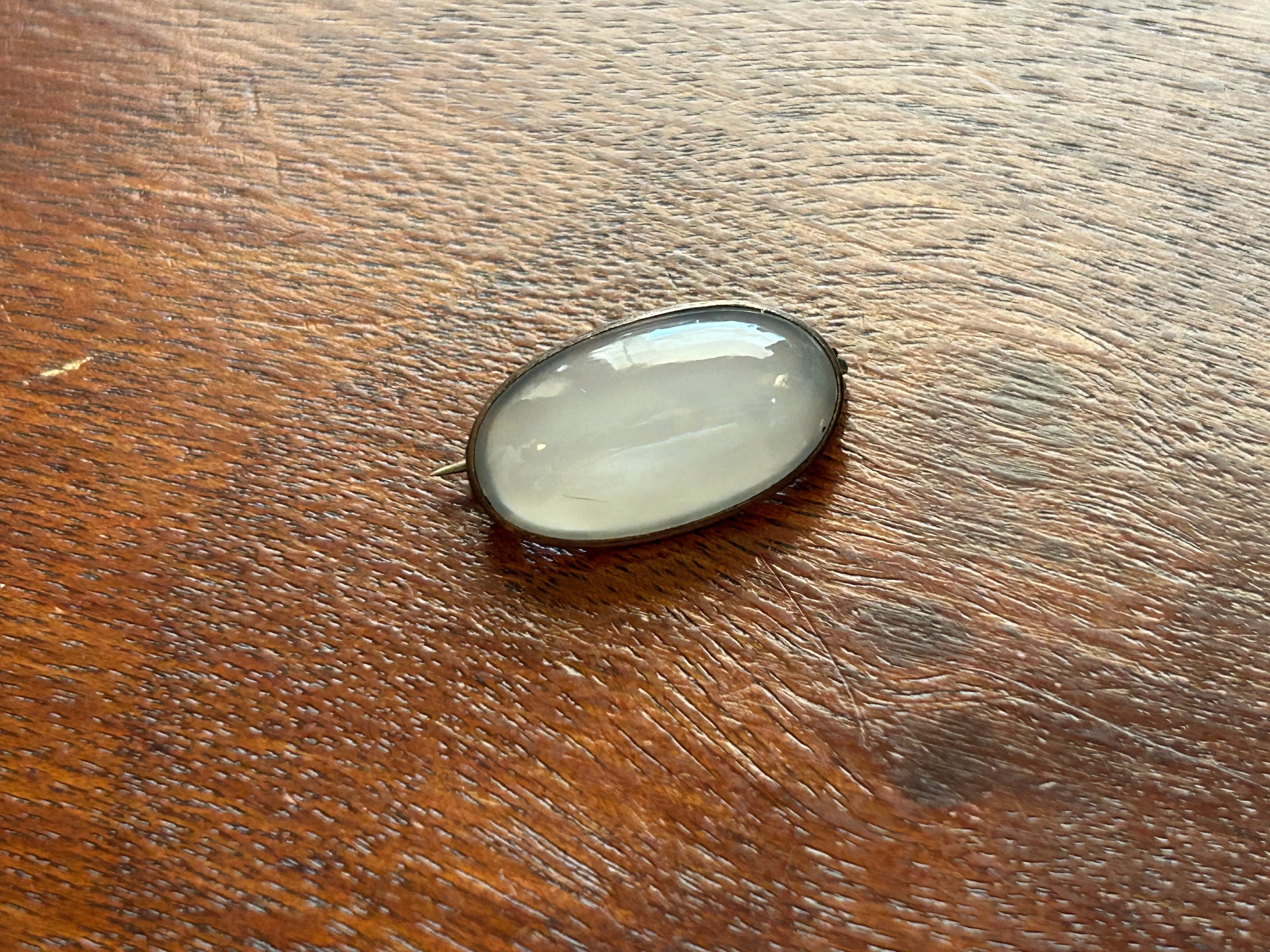 Vintage Antique Gold Moonstone Cabochon Brooch Pin