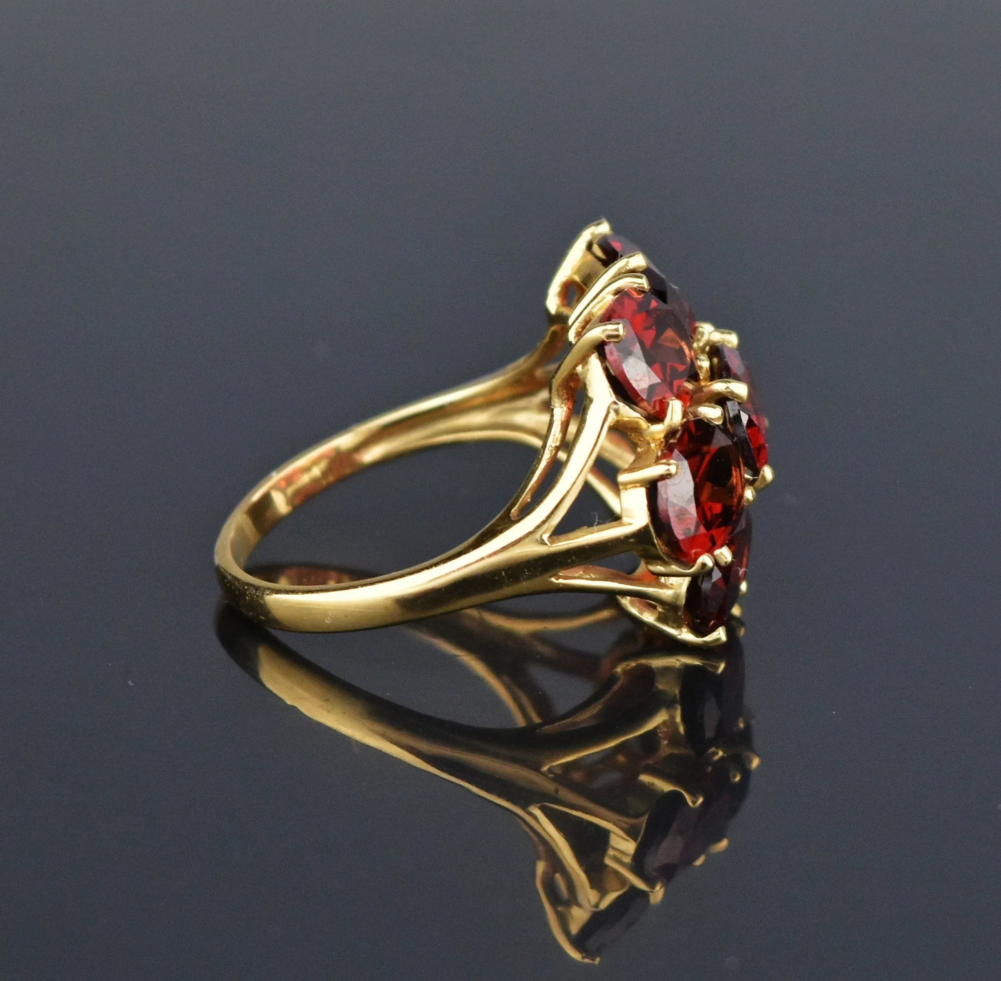 VIntage Garnet Cluster Gold Ring, Sz 8