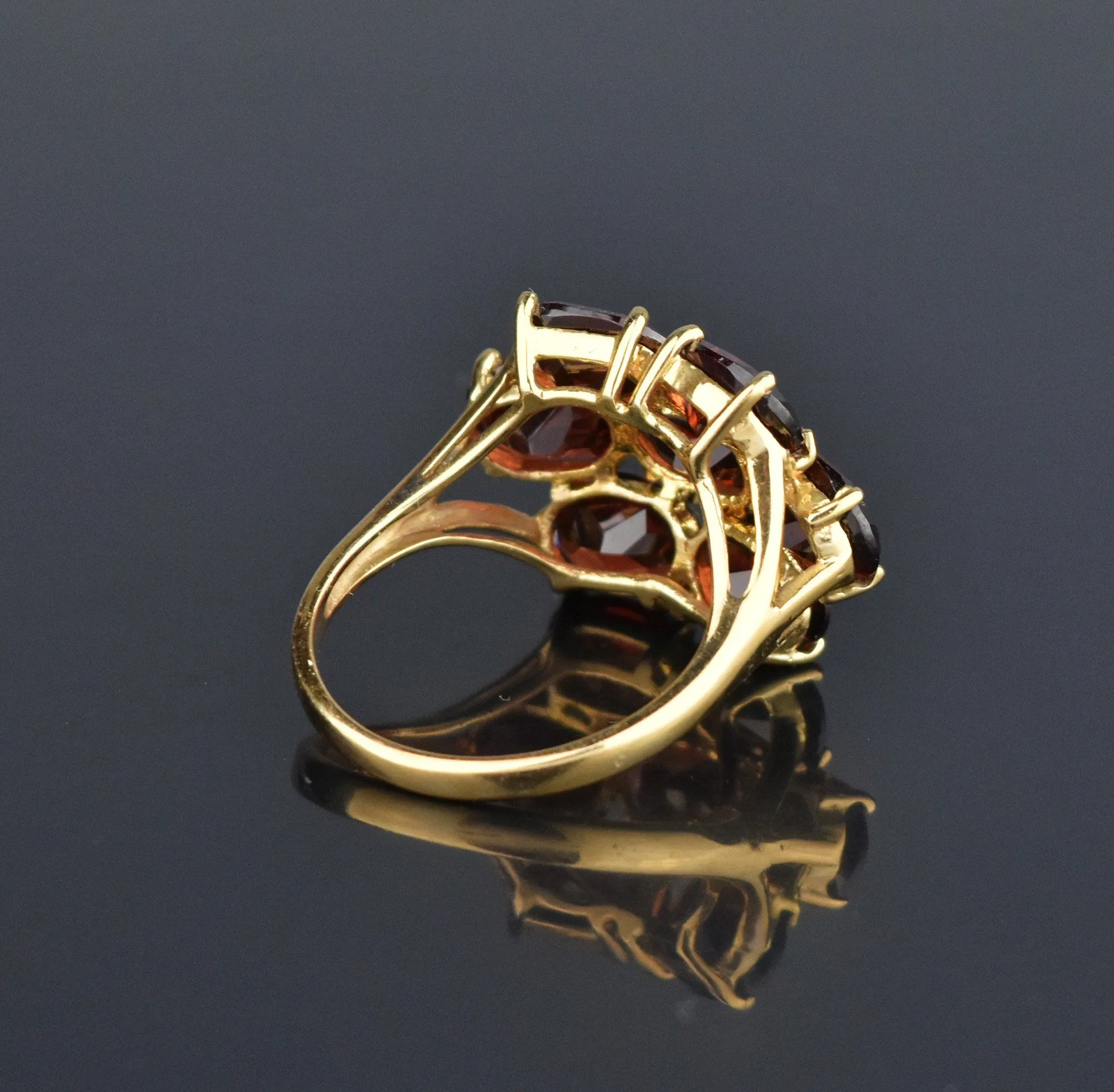 VIntage Garnet Cluster Gold Ring, Sz 8