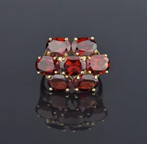 VIntage Garnet Cluster Gold Ring, Sz 8