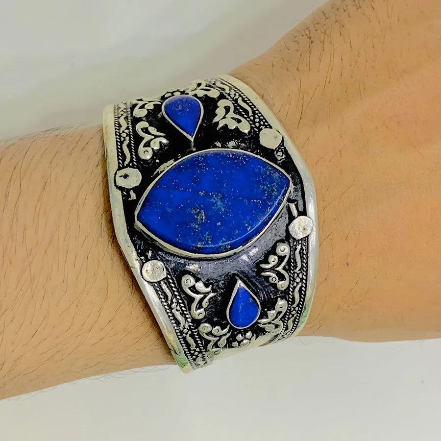 Vintage Mid Century Natural Lapis Lazuli Bracelet