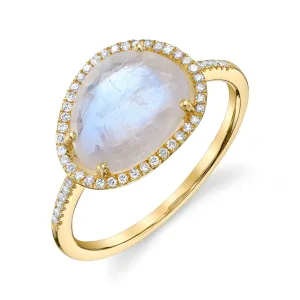 Vintage Moonstone Diamond Halo Ring