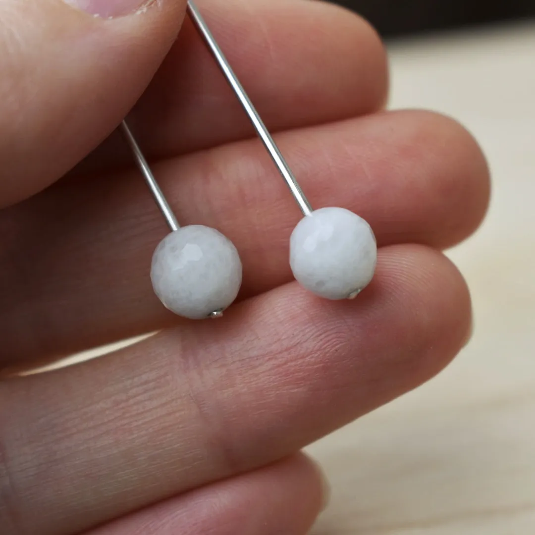 White Moonstone Angular Drop Earrings