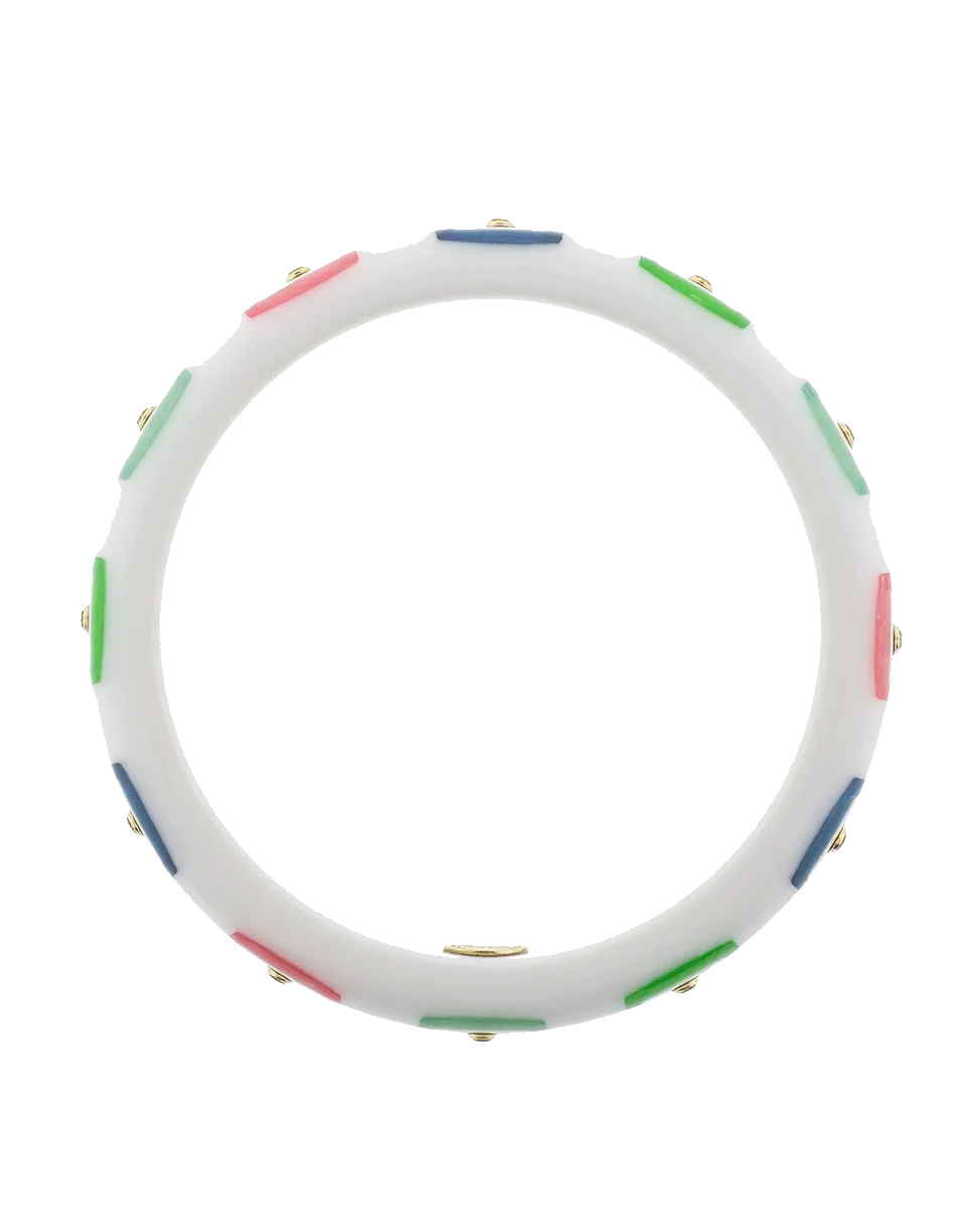 White Staron Multi Color Bakelite Bangle