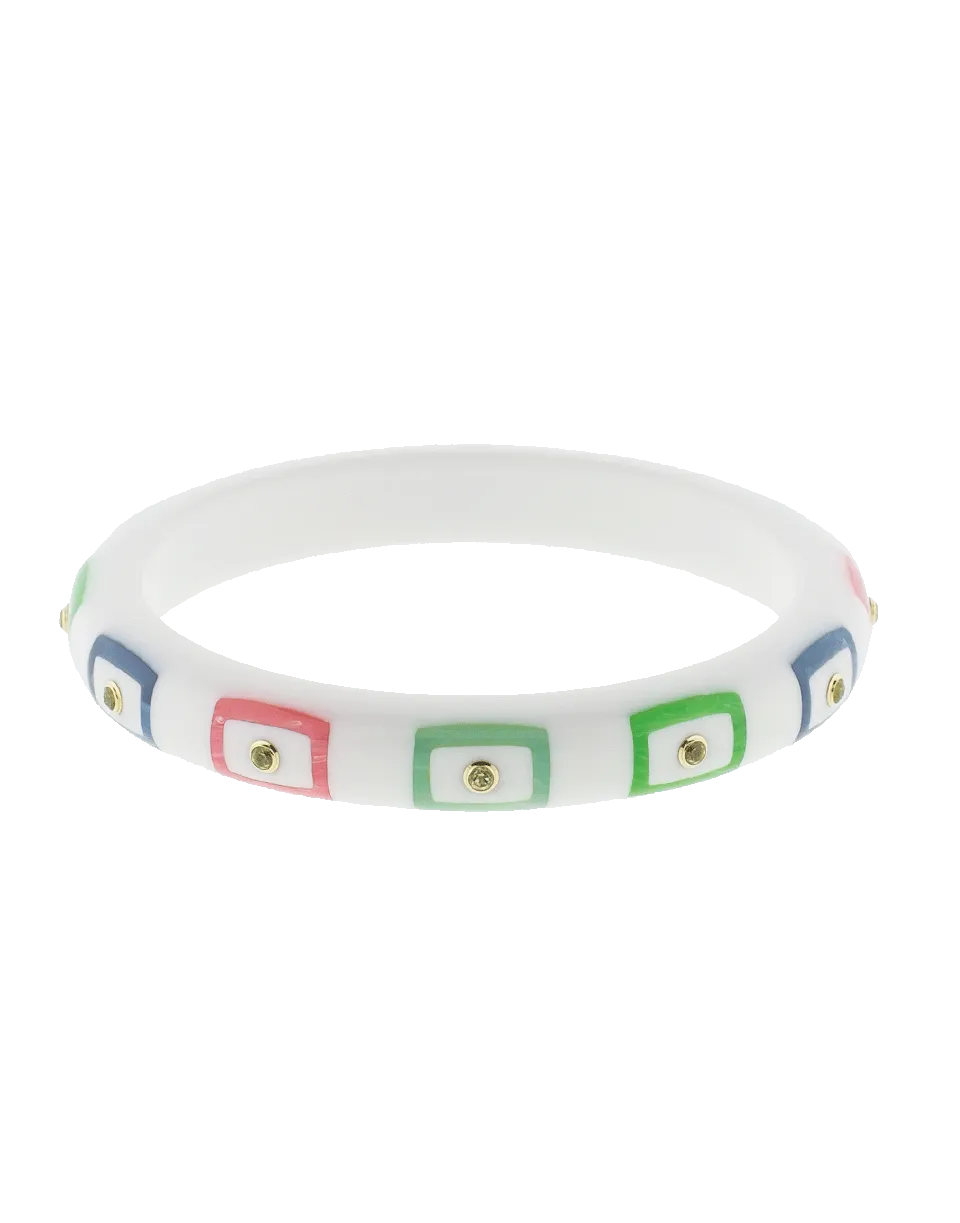 White Staron Multi Color Bakelite Bangle