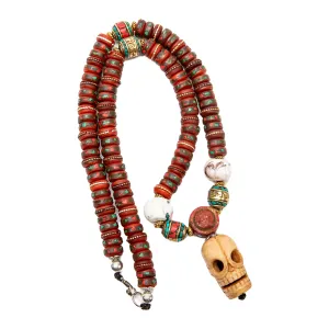 Yak Bone Necklace with Skull Pendant