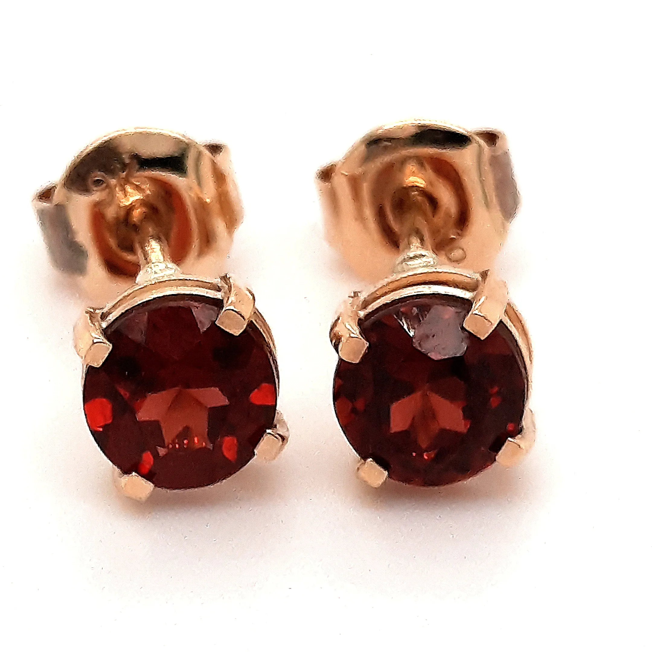 Yellow Gold Garnet Stud Earrings