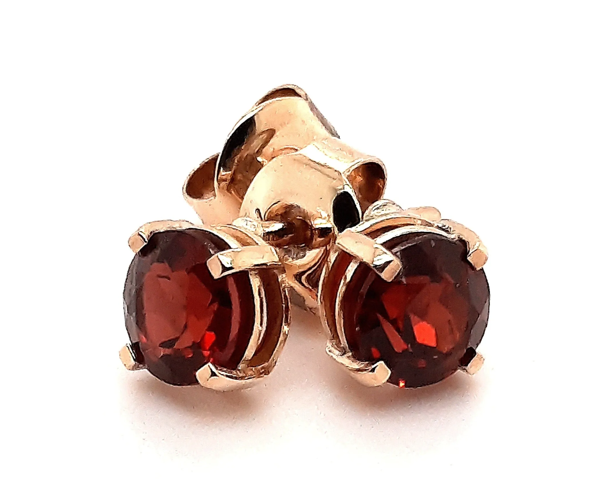 Yellow Gold Garnet Stud Earrings