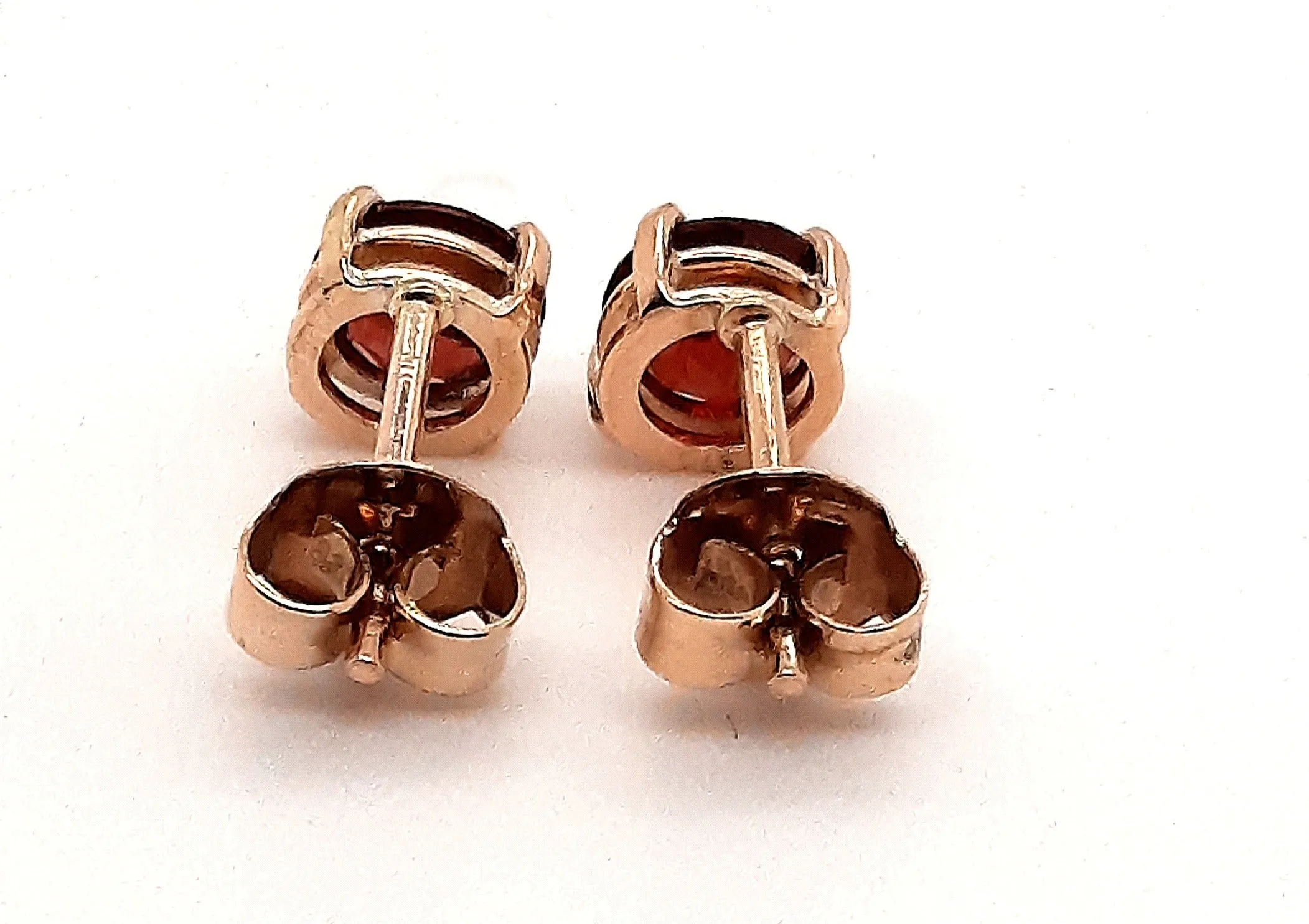 Yellow Gold Garnet Stud Earrings