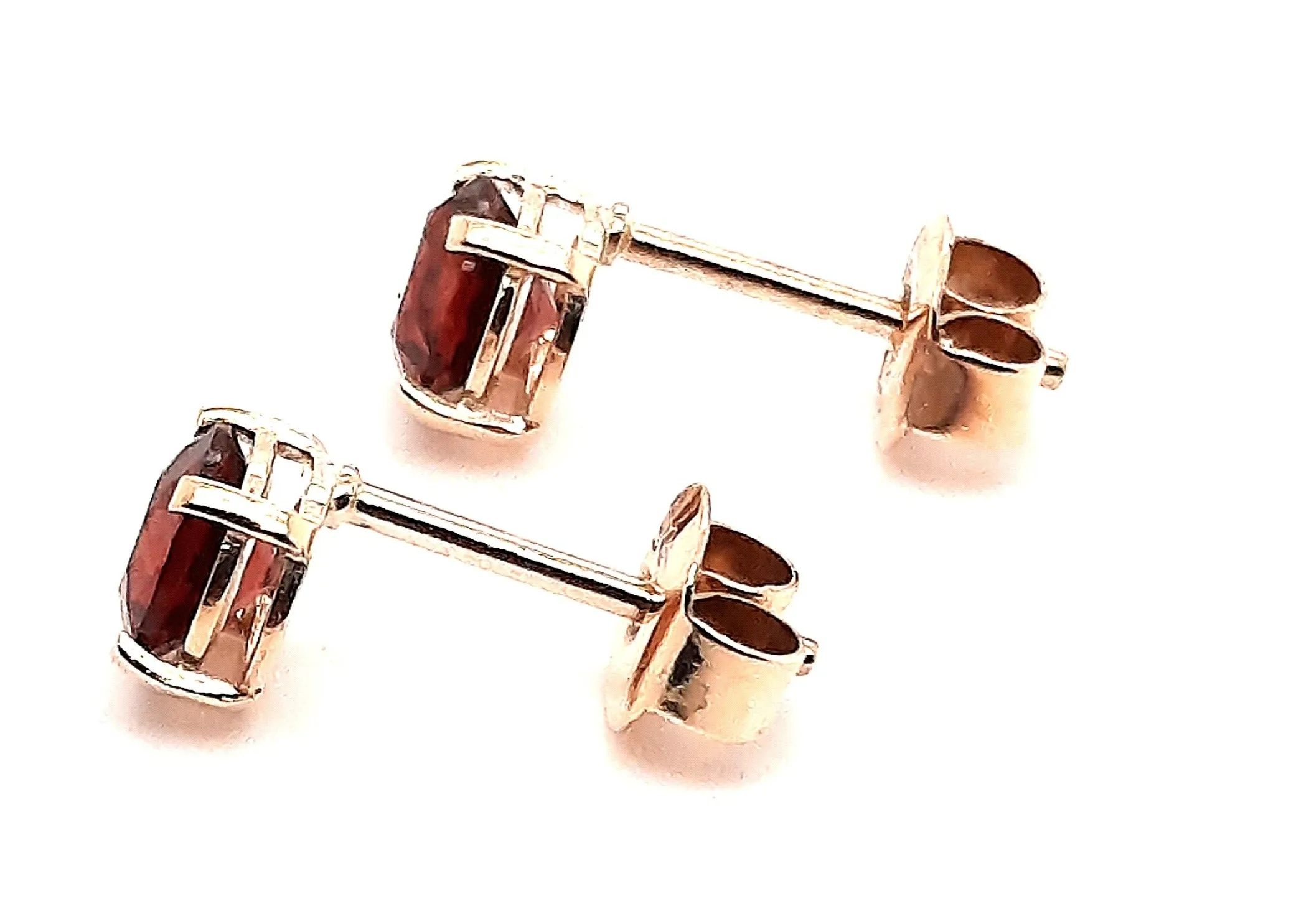 Yellow Gold Garnet Stud Earrings