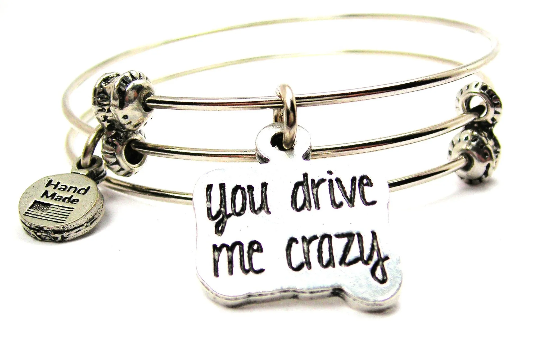 You Drive Me Crazy Triple Style Expandable Bangle Bracelet